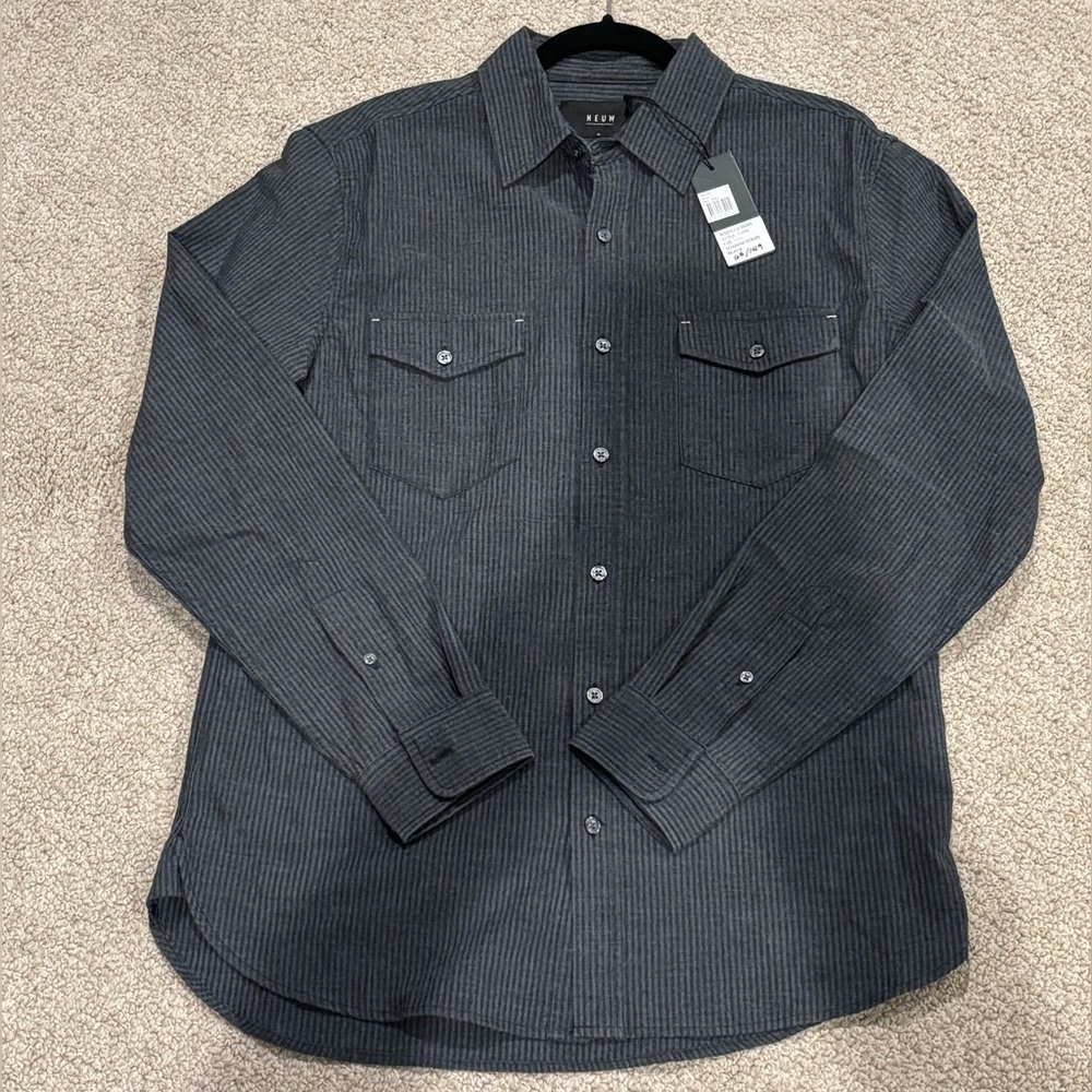 NWT Revolve Neuw Black Casual Button Down Shirt Long Sleeve